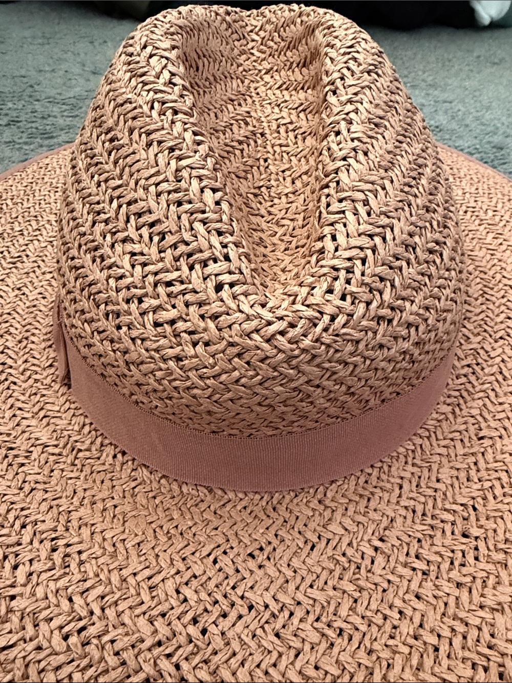 Wide-Brim Straw Hat in Dusty Pink - Picture 6 of 6